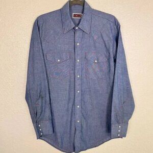 Big Mac Shirt Mens Medium Vintage Pearl Snap Button Western Workwear Ranch VTG